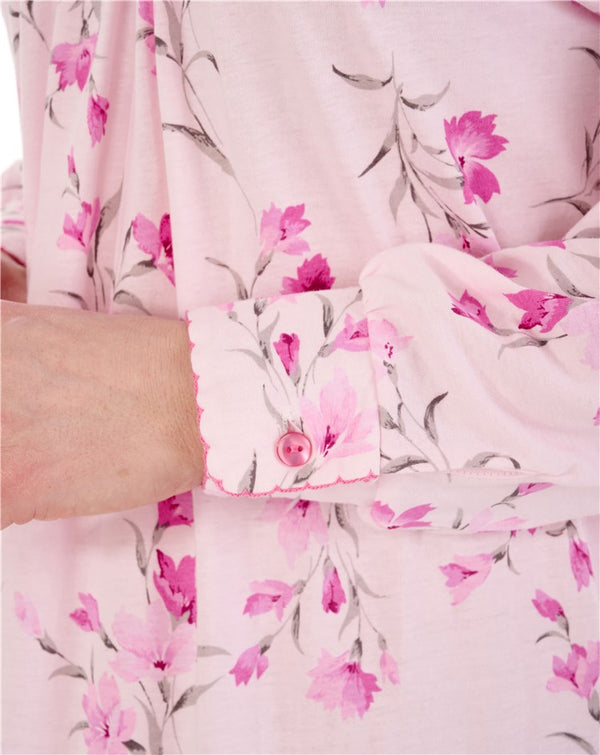 Slenderella Picot Trim Floral 50" Jersey Nightdress ND88109