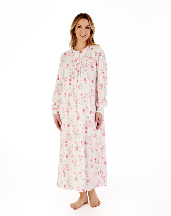 slenderella Picot Trim Floral 50" Jersey Nightdress ND88109