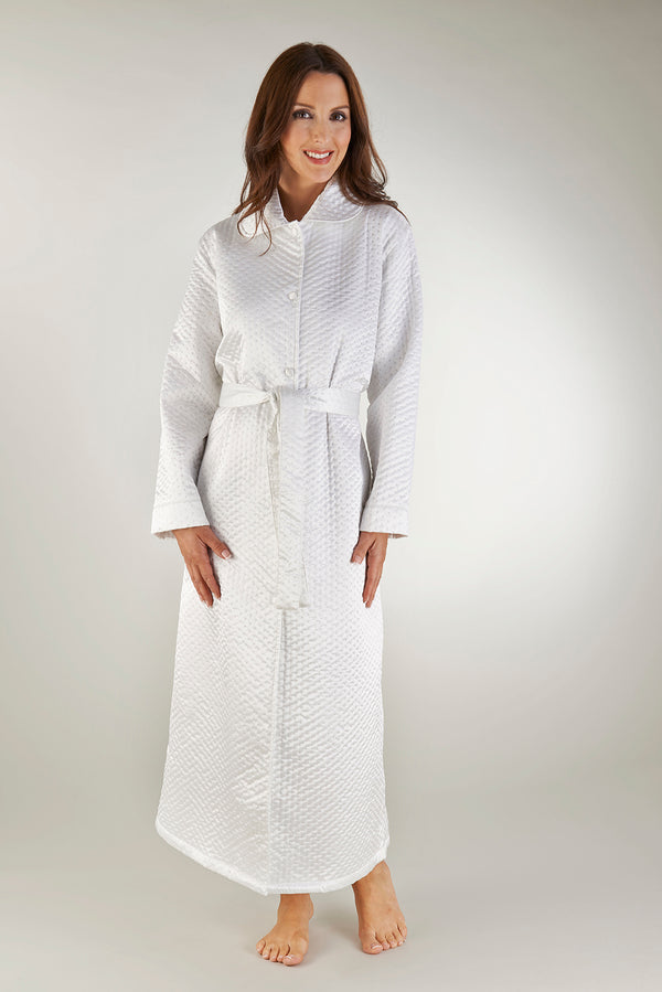 slenderella Pin-Dot Faux Silk 52" Button Through Housecoat GL02757