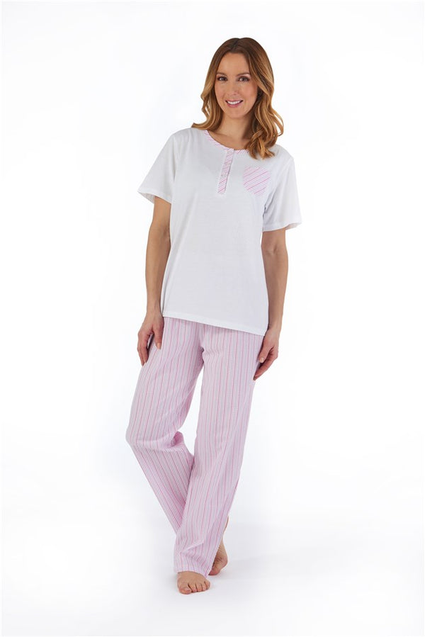 Slenderella Pinstripe Seersucker Woven Pyjama PJ55224