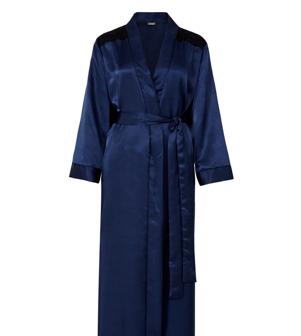 Slenderella Plain Satin With Lace Trim 38" Kimono Wrap GL6763