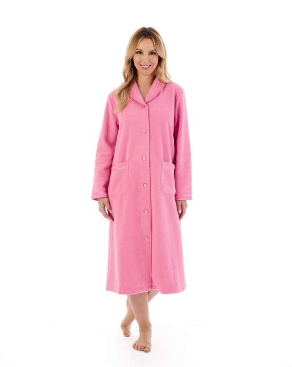 Slenderella Polar Fleece 45" Button Trough Housecoat HC6321