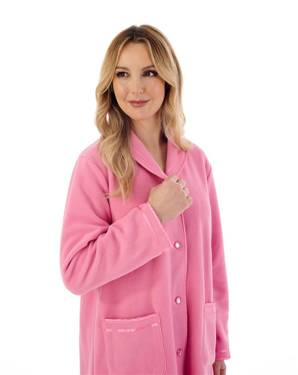 Slenderella Polar Fleece 45" Button Trough Housecoat HC6321