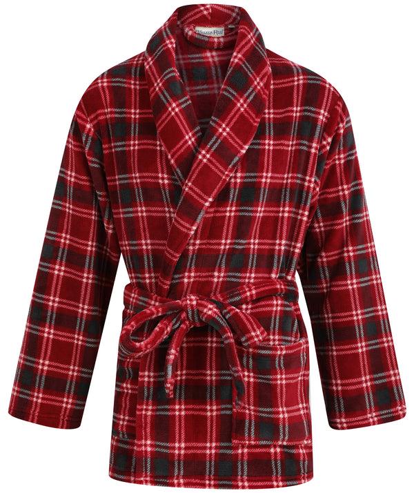 Slenderella Printed Check Flannel Fleece 32" Bed Jacket WR66841