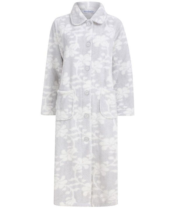 slenderella Printed Mini Waffle 46" Button Through Housecoat HC66360