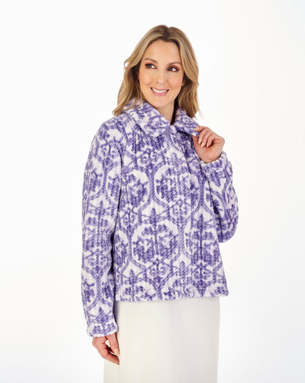 Slenderella Printed Waffle 24" Button Through Bedjacket BJ04330