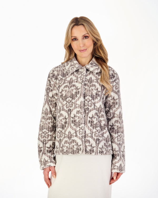 slenderella Printed Waffle 24" Button Through Bedjacket BJ04330