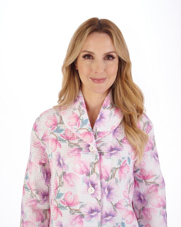 Slenderella Printed Waffle 46" Button Through Housecoat HC05315