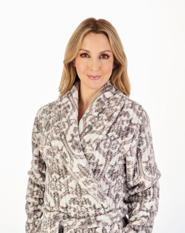 Slenderella Printed Waffle 46" Wrap Housecoat HC04332