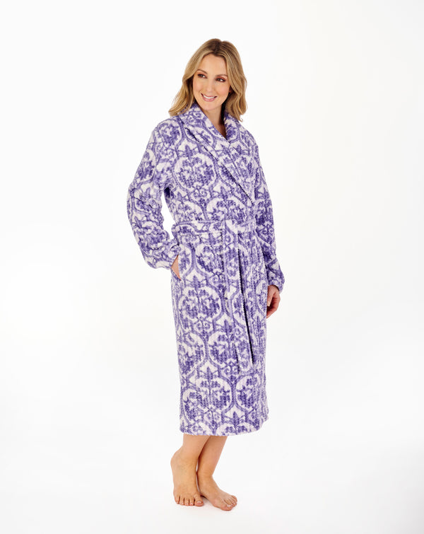 Slenderella Printed Waffle 46" Wrap Housecoat HC04332