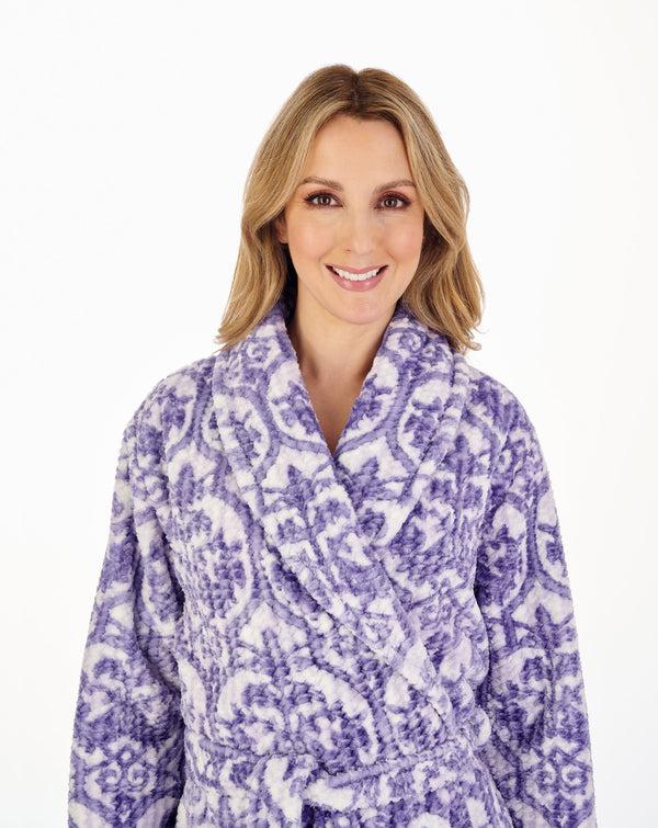 Slenderella Printed Waffle 46" Wrap Housecoat HC04332