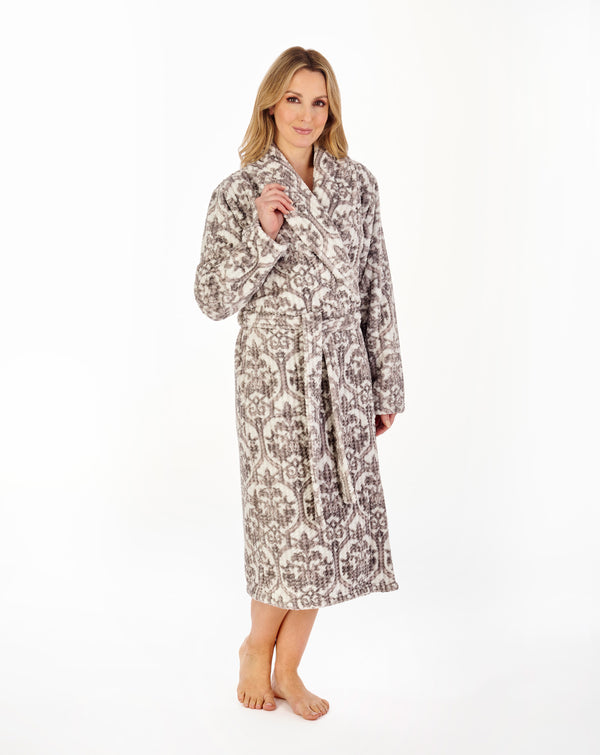 slenderella Printed Waffle 46" Wrap Housecoat HC04332