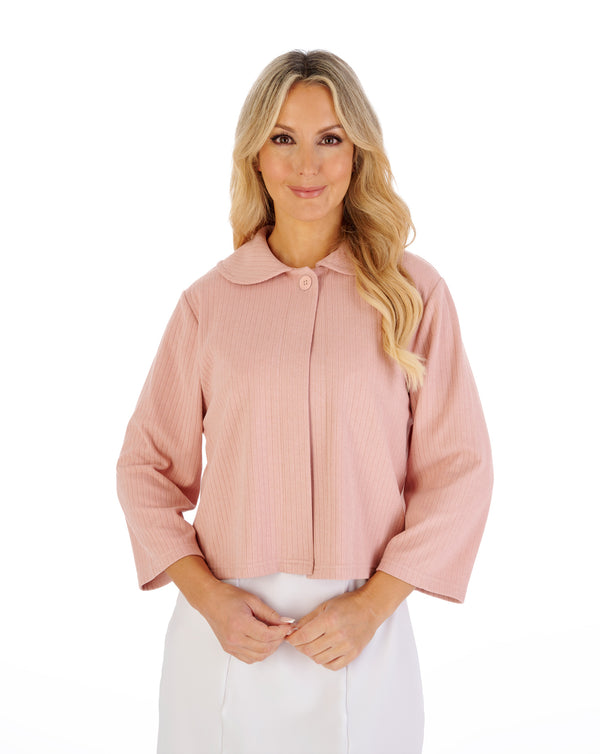 Slenderella Rib Pattern 3/4 Sleeve Bedjacket BJ07305
