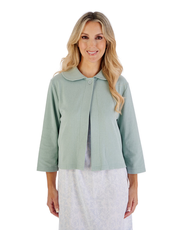 slenderella Rib Pattern 3/4 Sleeve Bedjacket BJ07305