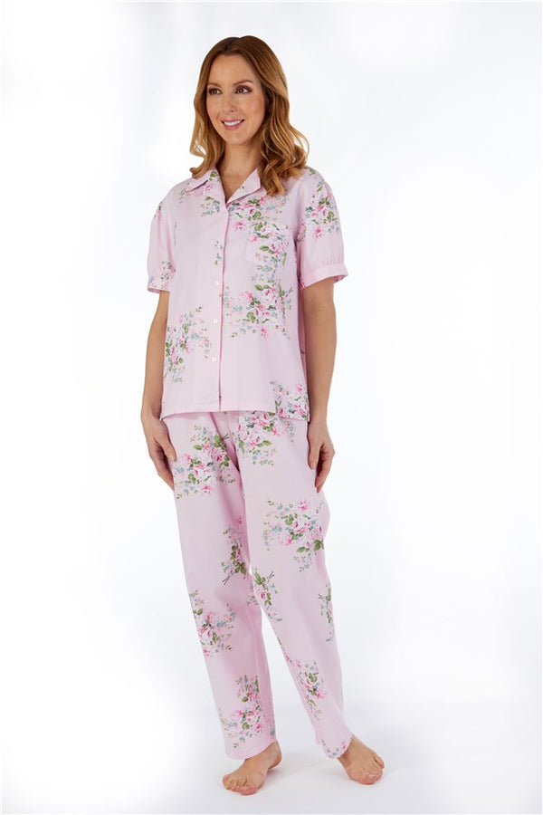 slenderella Rose Bouquet Tailored Woven Pyjama PJ55271