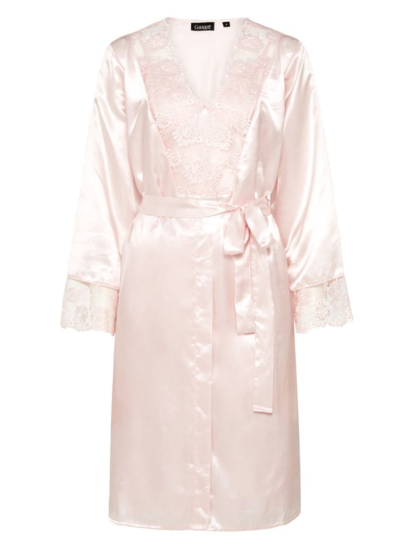 Slenderella Satin 34" Chemise & Wrap Set With Deep Lace GL6745