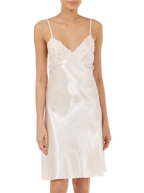 Slenderella Satin 34" Chemise & Wrap Set With Deep Lace GL6745