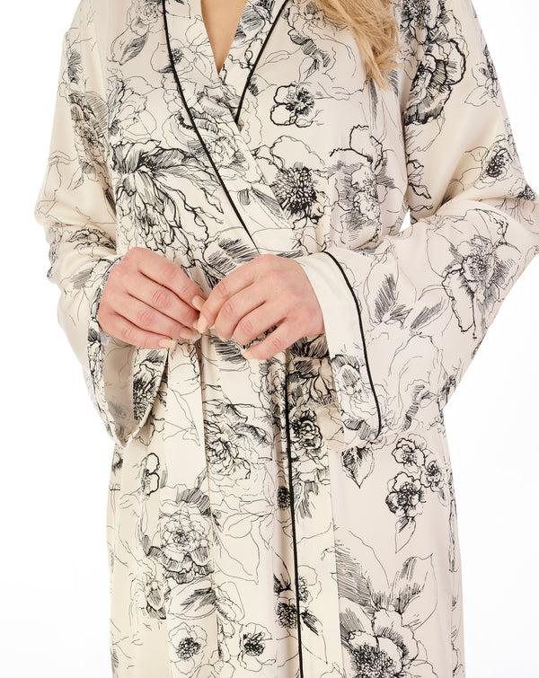 Slenderella Satin Floral Print 46" Kimono Wrap GL04709