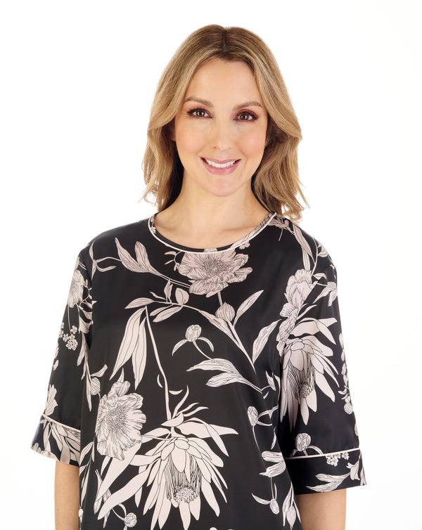 Slenderella Satin Floral Print Round Neck Pyjama Set GL04710