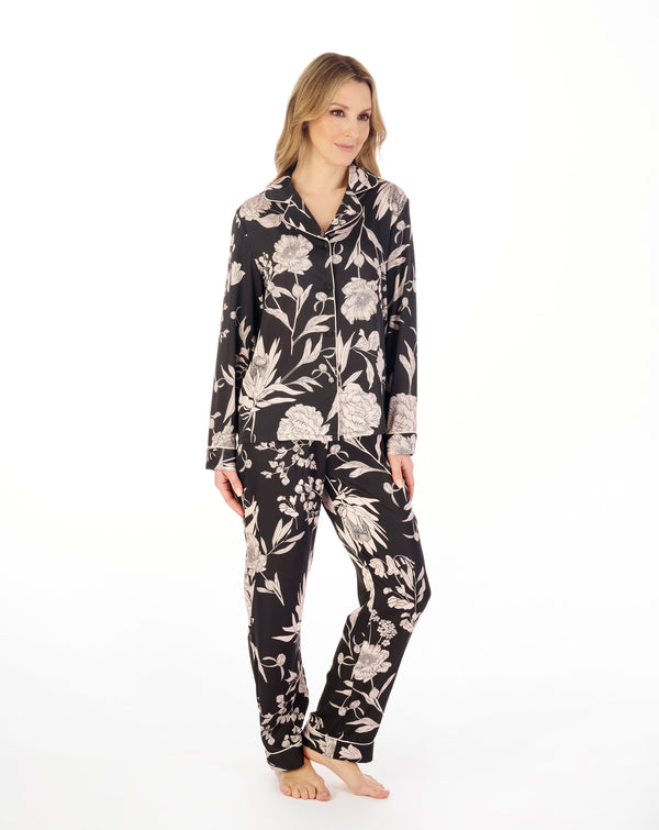 slenderella Satin Floral Print Tailored Pyjama Set GL04708