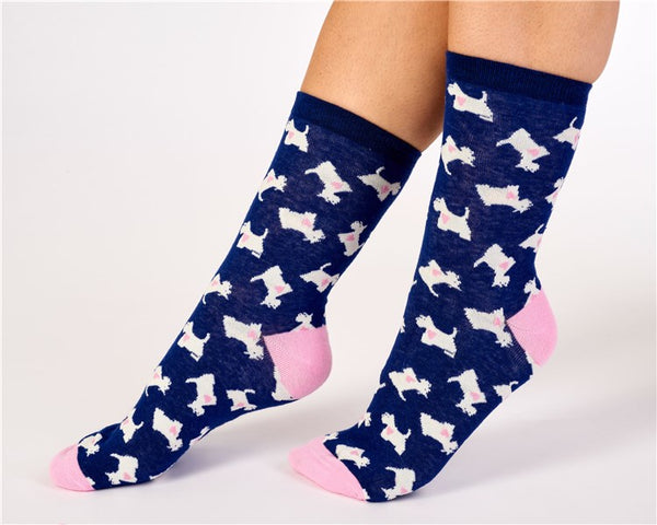 slenderella Scottie Dog and Heart Socks (2 Pair Pack) LS175