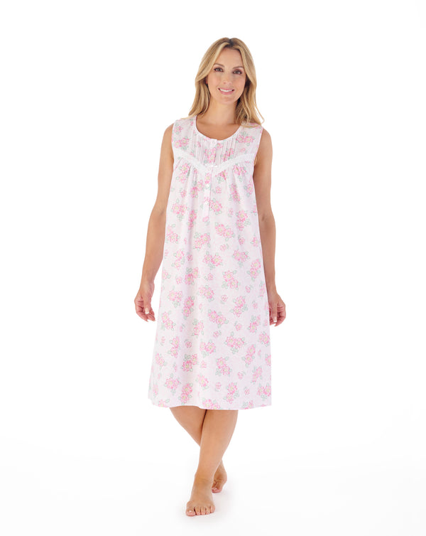 Slenderella Shadow Leaf Floral Print 42" Woven Nightdress ND03205
