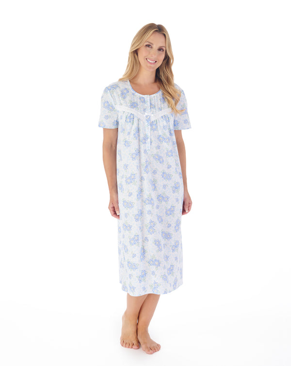 Slenderella Shadow Leaf Floral Print 44" Woven Nightdress ND03207