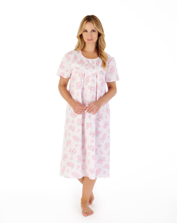 slenderella Shadow Leaf Floral Print 44" Woven Nightdress ND03207