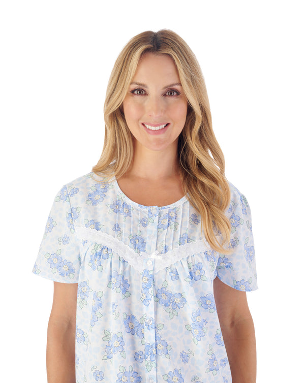 Slenderella Shadow Leaf Floral Print 46" Woven Nightdress ND03208