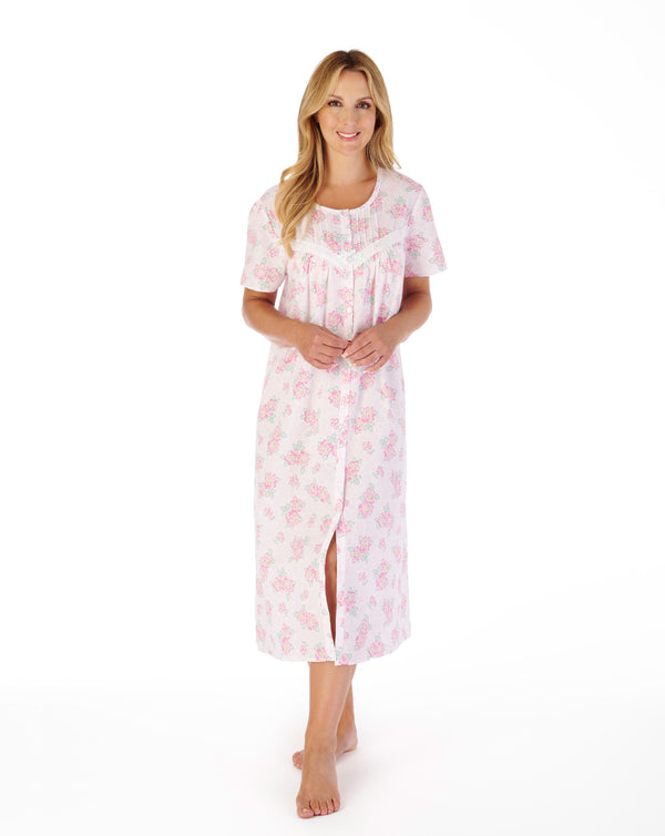 Slenderella Shadow Leaf Floral Print 46" Woven Nightdress ND03208