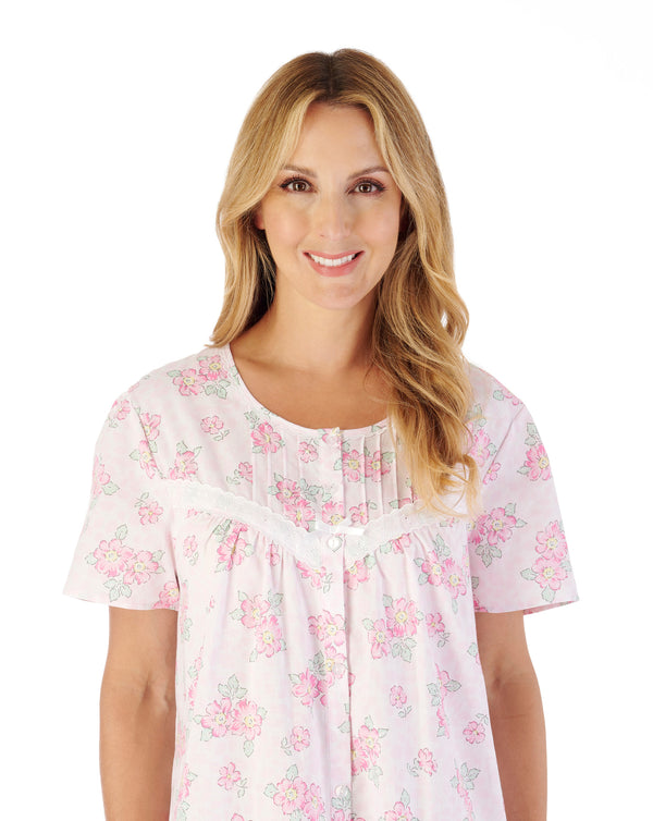 Slenderella Shadow Leaf Floral Print 46" Woven Nightdress ND03208