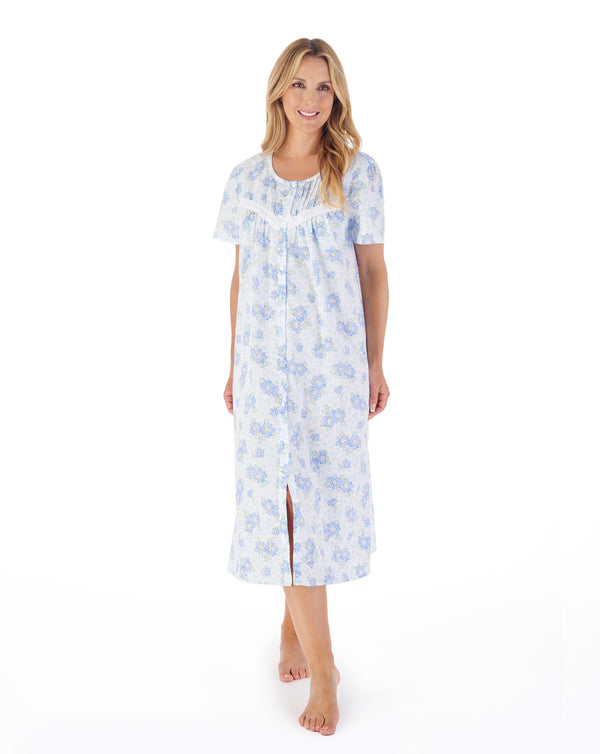 slenderella Shadow Leaf Floral Print 46" Woven Nightdress ND03208
