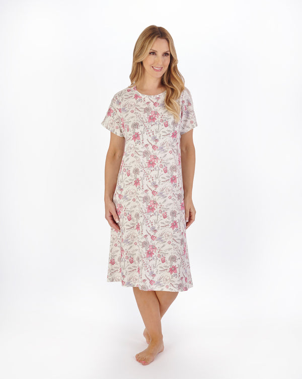 slenderella Sketch Floral Print 40" Jersey Nightdress ND05116