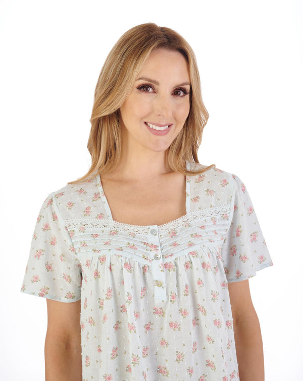 Slenderella Floral Dobby Spot Woven Pyjama PJ05213