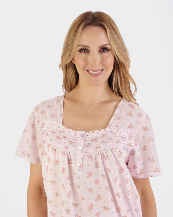 Slenderella Floral Dobby Spot Woven Pyjama PJ05213