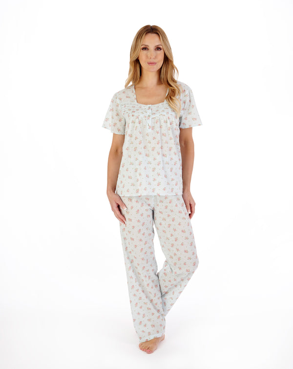 slenderella Floral Dobby Spot Woven Pyjama PJ05213