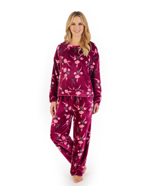 slenderella Floral Flannel Fleece Pyjama PJ06314