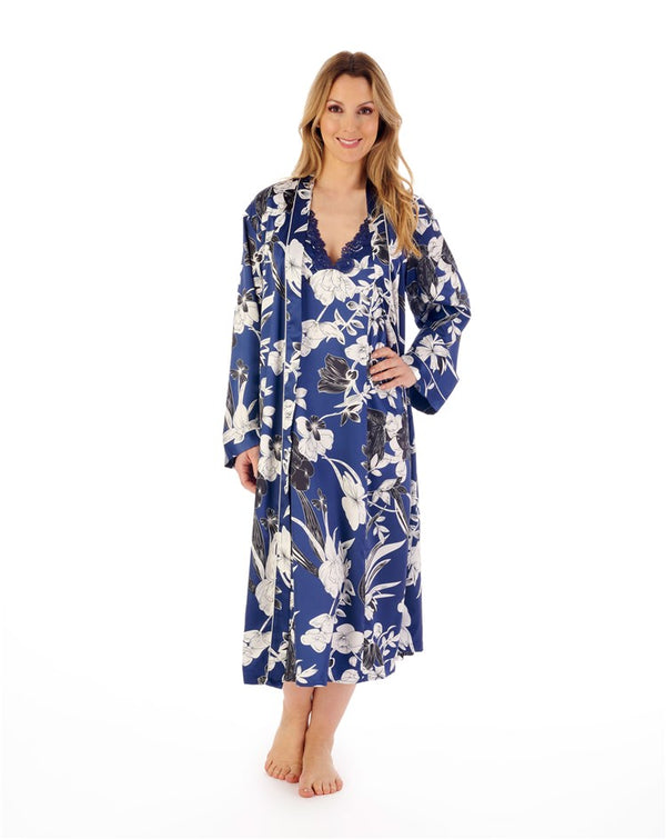 Slenderella Floral Satin 46" Kimono Wrap GL02724