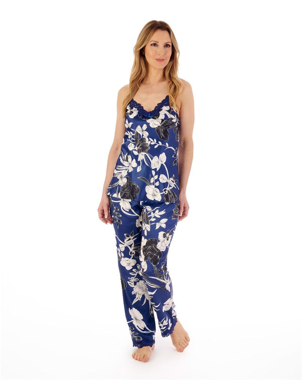 slenderella Floral Satin Cami & Trouser Set GL02722