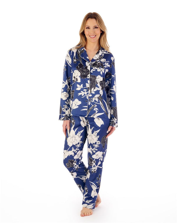 Slenderella Floral Satin Tailored Pyjama GL02723