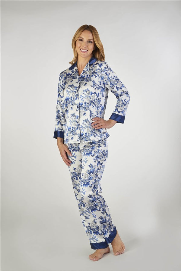 slenderella Floral Satin Tailored Pyjama GL2773