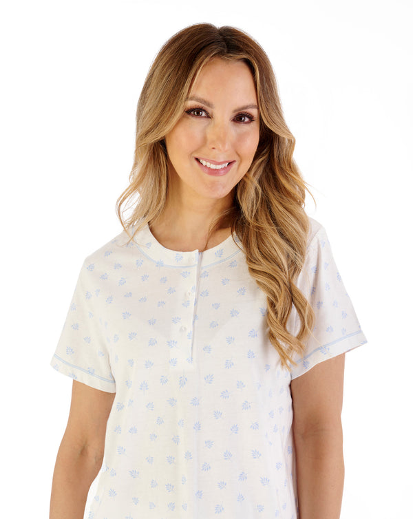 Slenderella Leaf Print Jersey Pyjama PJ07117