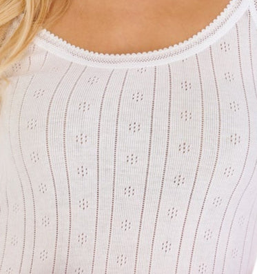 Slenderella Slenderella Pointelle Pure Cotton French Neck Cami UW900