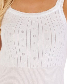 Slenderella Slenderella Pointelle Pure Cotton French Neck Vest UW904