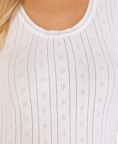 Slenderella Slenderella Pointelle Pure Cotton Sleeveless Vest UW905