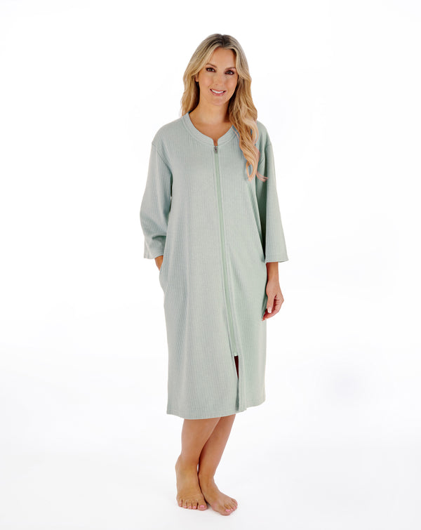 slenderella Rib Pattern 42" Zip Housecoat HC07306