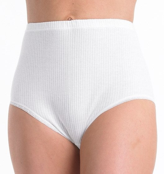 slenderella Slenderella White Ribbed Brief BF7