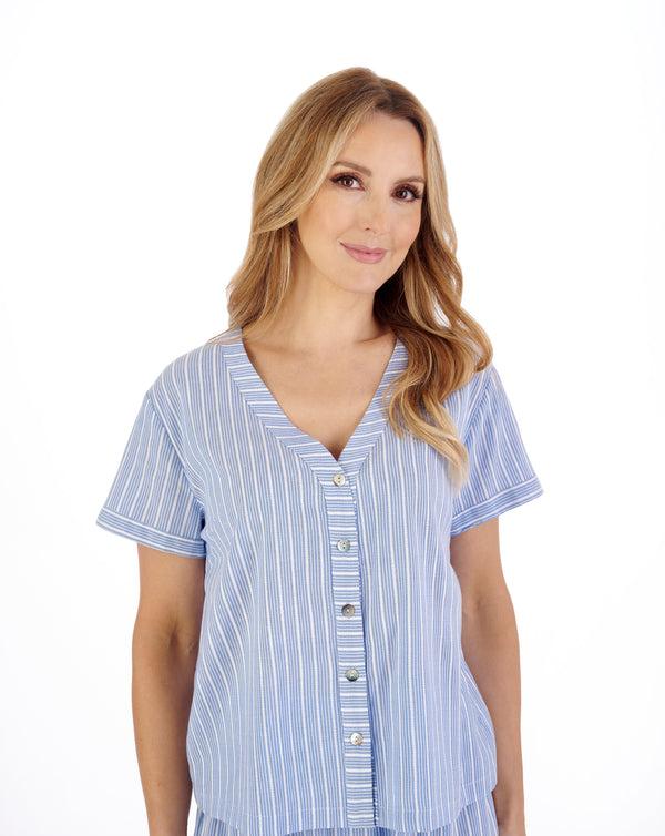 Slenderella Textured Stripe Woven Pyjama PJ05203