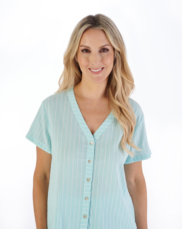 Slenderella Textured Stripe Woven Pyjama PJ05203