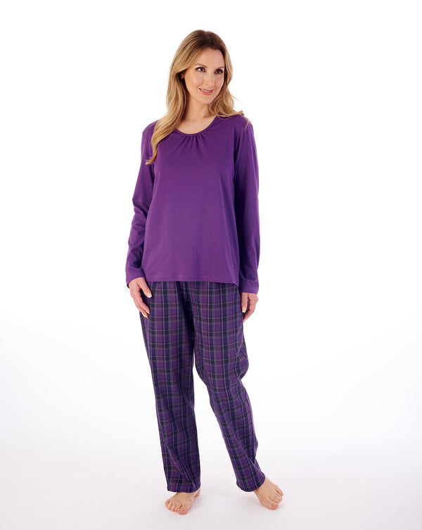 Slenderella Woven Check & Jersey Pyjama Set PJ02221